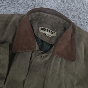 RFT Rainforest Mens Large Brown Down Removable‎ Liner Full Zip Coat *Flaw